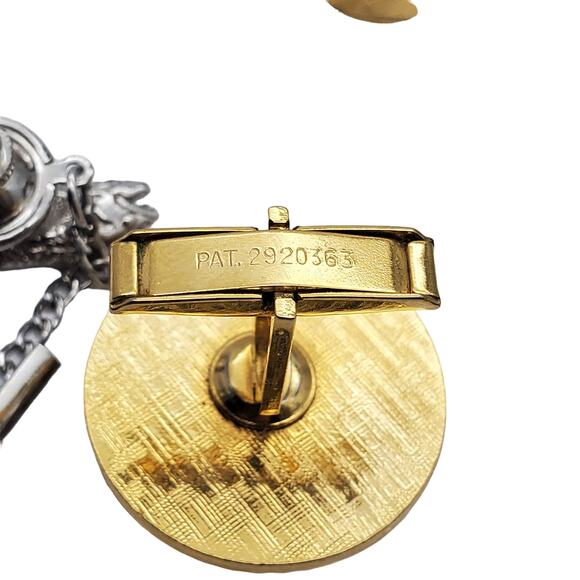 Fish Trout Cufflinks Tie Pin Gold Silver Tone Tac Fisherman 1970s Round Links - Picture 3 of 7